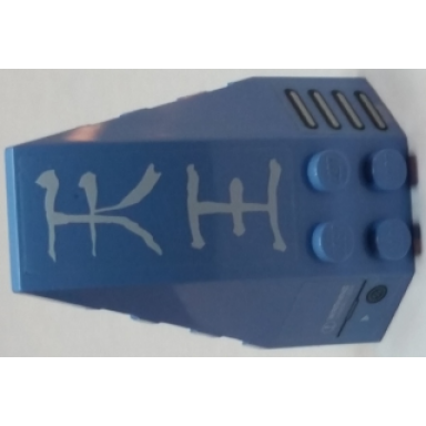 medium blue wedge 6 x 4 triple curved with warning japanese logogram å¤©ç heavenly king and vent grille pattern model left side stickers - set 7709
