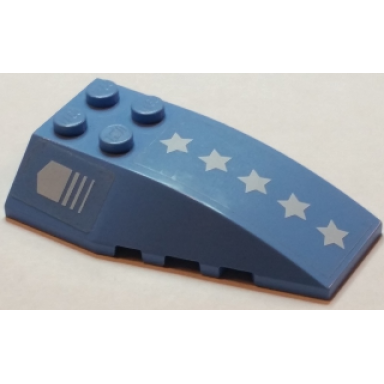 medium blue wedge 6 x 4 triple curved with 5 white stars and fading arrow pattern model left side stickers - set 7709