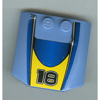medium blue wedge 4 x 4 x 2 3 triple curved with number 18 pattern sticker - set 8383