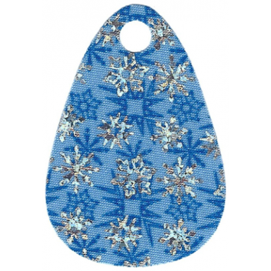 medium blue minifigure cape cloth with single top hole and rounded edges with blue and silver iridescent snowflakes pattern - traditional starched fabric