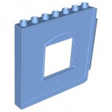 medium blue duplo wall 1 x 8 x 6 hinge on right with window opening
