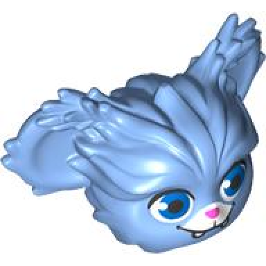 medium blue minifigure head modified sw nubs with blue eyes and dark pink nose pattern
