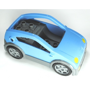 medium blue duplo car coupe with dark bluish gray base headlights