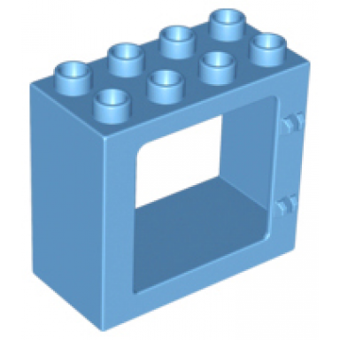 medium blue duplo door window frame 2 x 4 x 3 flat front surface completely open back