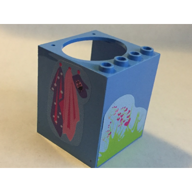 medium blue container cupboard 4 x 4 x 4 with elliptical hole for sink with grass large hearts towels and oven mitt pattern stickers - set 7586