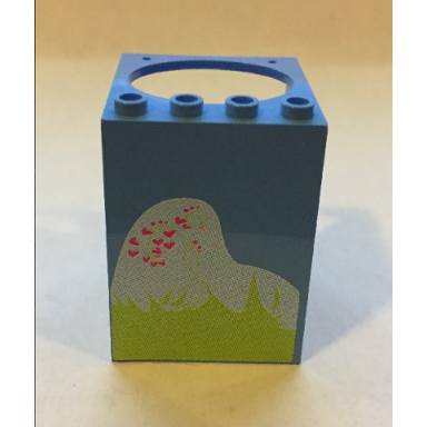 medium blue container cupboard 4 x 4 x 4 with elliptical hole for sink with grass and small hearts pattern sticker - set 7586