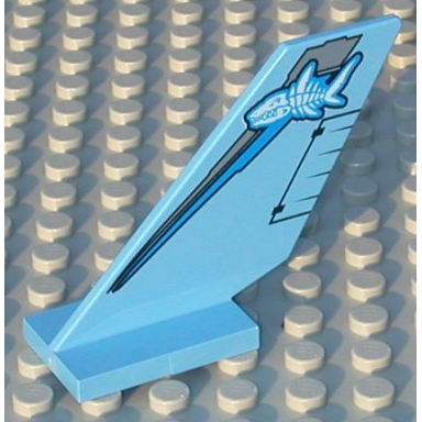 medium blue tail shuttle with shark skeleton pattern