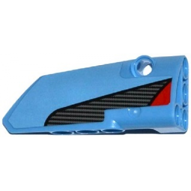 medium blue technic panel fairing 4 small smooth long side b with red triangle and carbon fiber pattern sticker - set 42036