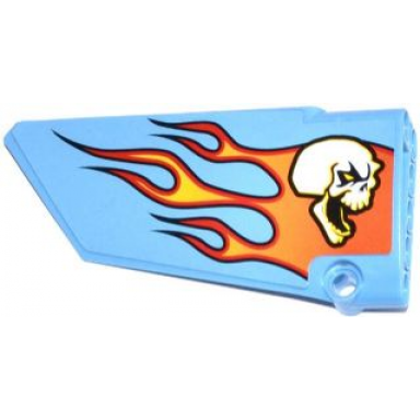 medium blue technic panel fairing 17 large smooth side a with skull and flames pattern sticker - set 42022