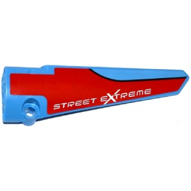 medium blue technic panel fairing 6 long smooth side b with street extreme on red background pattern sticker - set 42036