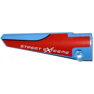 medium blue technic panel fairing 5 long smooth side a with street extreme on red background pattern sticker - set 42036