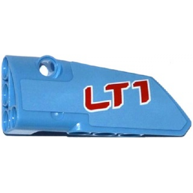 medium blue technic panel fairing 3 small smooth long side a with lt1 pattern sticker - set 42036
