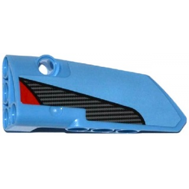 medium blue technic panel fairing 3 small smooth long side a with red triangle and carbon fiber pattern sticker - set 42036