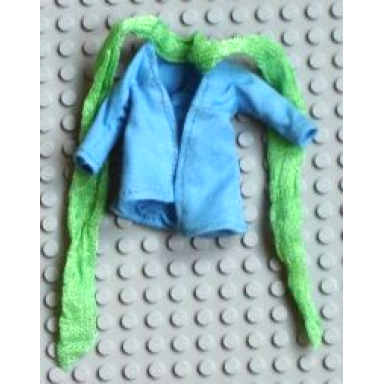 medium blue scala clothes female jacket with medium green scarf
