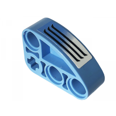 medium blue technic liftarm modified l-shape quarter ellipse thick 2 x 3 with air vent on medium blue and white background pattern model right side sticker - set 42134