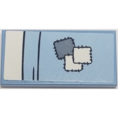 medium blue tile 2 x 4 with white bed sheet and medium blue blanket with dark bluish gray and white patches pattern sticker - set 41146