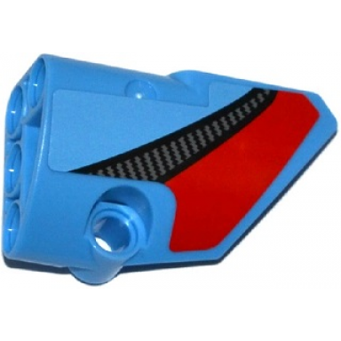 medium blue technic panel fairing 2 small smooth short side b with red stripe and carbon fiber pattern sticker - set 42036