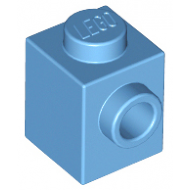 medium blue brick modified 1 x 1 with stud on side