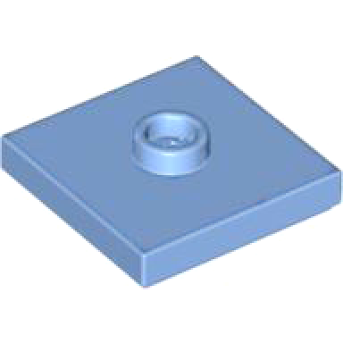 medium blue plate modified 2 x 2 with groove and 1 stud in center jumper