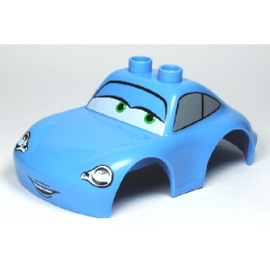 medium blue duplo car body 2 top studs sports coupe with cars sally pattern