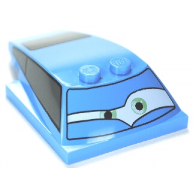 medium blue wedge 6 x 4 x 1 1 3 with 4 x 4 base with green eyes and windows pattern cars finn mcmissile