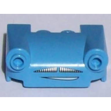 medium blue vehicle mudguard 3 x 4 with headlights moustache grille and smile pattern