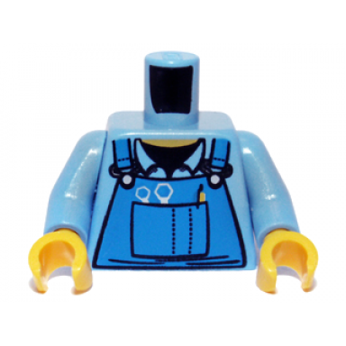 medium blue torso mechanic overalls with silver wrenches and fasteners yellow pen and black undershirt pattern medium blue arms yellow hands