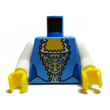 medium blue torso pirate female corset with gold and blue pattern white arms yellow hands