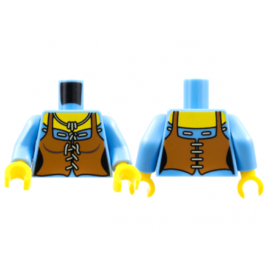 medium blue torso castle kingdoms female corset with brown apron pattern medium blue arms yellow hands