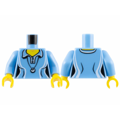 medium blue torso female shirt with two buttons and shell pendant pattern medium blue arms yellow hands
