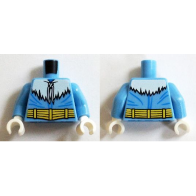 medium blue torso winter jacket with fur strings and yellow belt pattern captain cold medium blue arms white hands