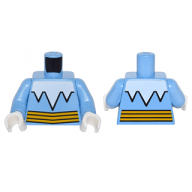 medium blue torso white icicles collar and bright light orange belt pattern captain cold medium blue arms white hands