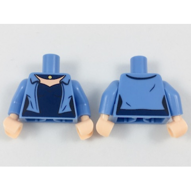 medium blue torso female jacket over dark blue shirt and necklace light nougat neck pattern medium blue arms light nougat hands