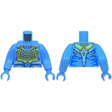 medium blue torso navi with blue markings yellow tribal vest silver spots and bright light orange and dark blue war paint pattern medium blue arms long medium blue hands