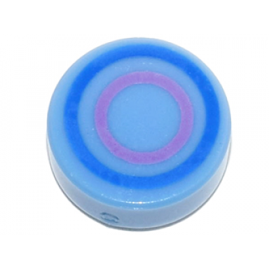 medium blue tile round 1 x 1 with concentric blue and dark pink circles pattern