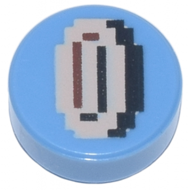 medium blue tile round 1 x 1 with super mario pixelated coin pattern