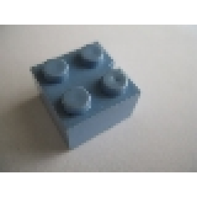 medium blue brick 2 x 2 without bottom tubes slotted with 1 slot