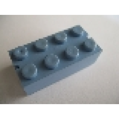 medium blue brick 2 x 4 without bottom tubes slotted with 2 slots opposite