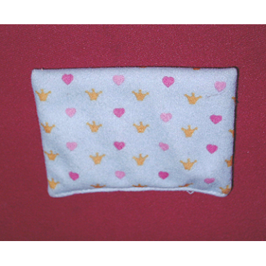 medium blue duplo cloth mattress with hearts and crowns pattern
