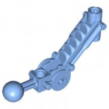 medium blue bionicle ball joint 5 x 7 arm with dual axle hole at 90 degrees