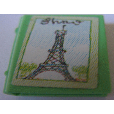 medium green minifigure utensil book 2 x 3 with eiffel tower pattern sticker - set 3290