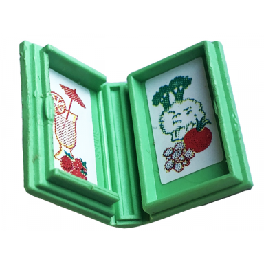 medium green minifigure utensil book 2 x 3 with turkey and food pattern stickers - sets 3115 3243