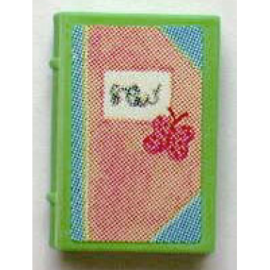 medium green minifigure utensil book 2 x 3 with diary and butterfly pattern stickers - set 3242