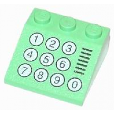 medium green slope 33 3 x 3 with black grille and 10 numbered white buttons pattern