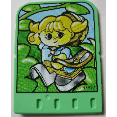 medium green story builder jungle jam card with girl carrying canteen pattern