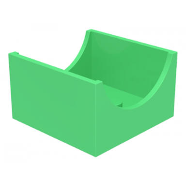 medium green container box 4 x 4 x 2 bottom with semicircle cutout ends