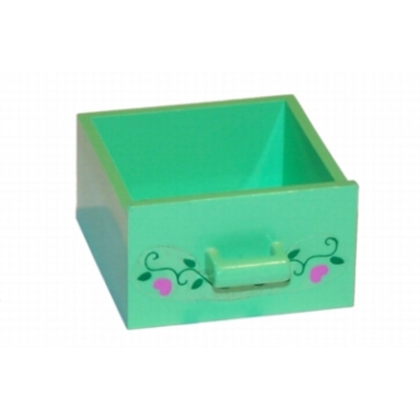medium green container cupboard 4 x 4 x 4 drawer open handle hearts and leaves pattern sticker - set 5890