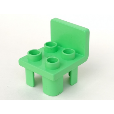 medium green duplo furniture chair with 4 studs and squared back