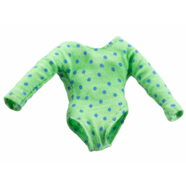 medium green scala clothes female leotard with long sleeves with blue dots pattern youth