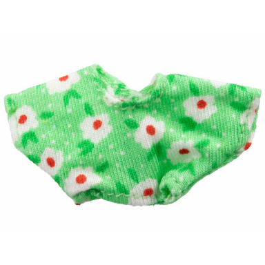 medium green scala clothes female crop top with velcro fastening with white flowers pattern
